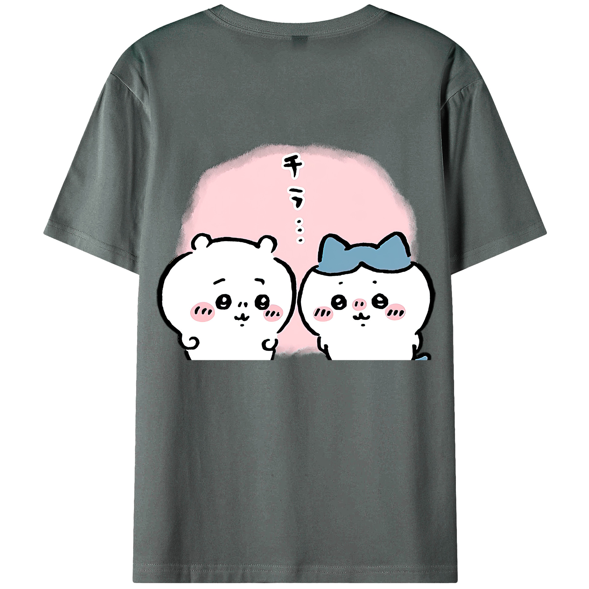 （画像用） ちいかわ ハチワレ Chii-kawa hachiware 綿100％ メンズ半袖Tシャツ（バックプリント） 通気性